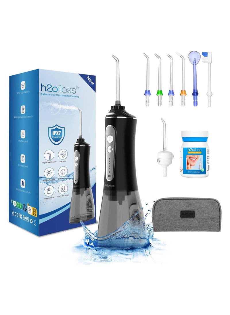 H2ofloss 2023 upgraded whitening water floss, portable and rechargeable, gentle teeth whitening, IPX7 waterproof(Black)