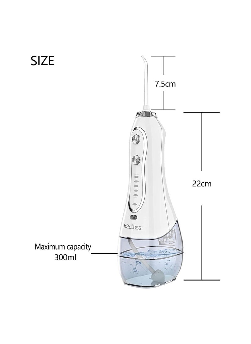 H2ofloss dental floss professional oral rinse, portable dental floss IPX7 waterproof, with travel bag and 6 nozzles, rechargeable, suitable for home and travel