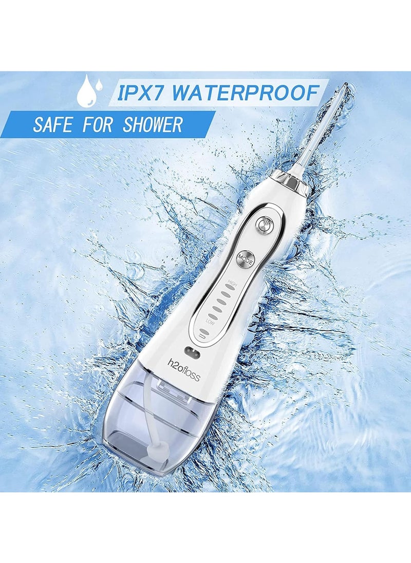 H2ofloss dental floss professional oral rinse, portable dental floss IPX7 waterproof, with travel bag and 6 nozzles, rechargeable, suitable for home and travel