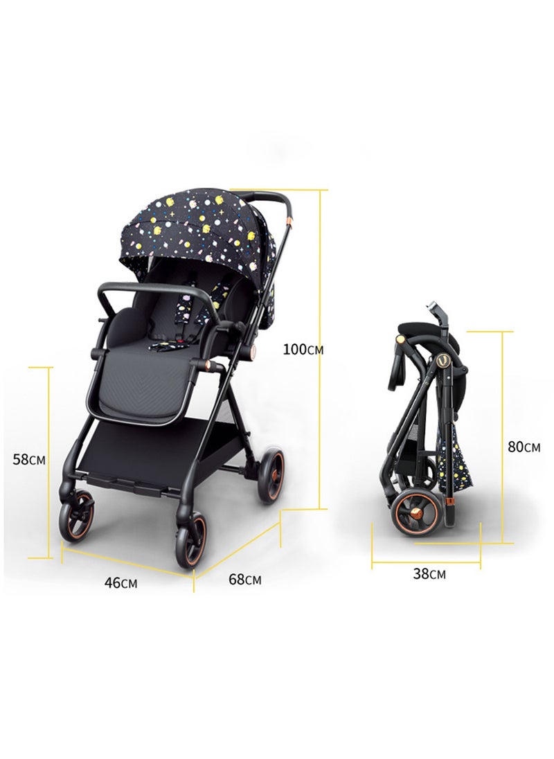 Baby Stroller with Tray Portable Lightweight and Foldable Two way Sitting