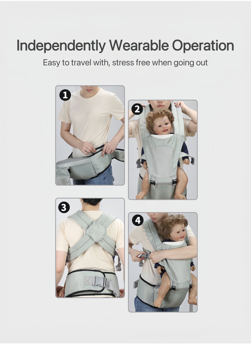 Premium Baby Carrier, 100% Cotton Mesh Breathable Design, Certified By International Hip Standards, Dual-Shoulder Straps For Lumbar Support, Lightweight For Travel, a Must-Have For Premium Parenting, Gray