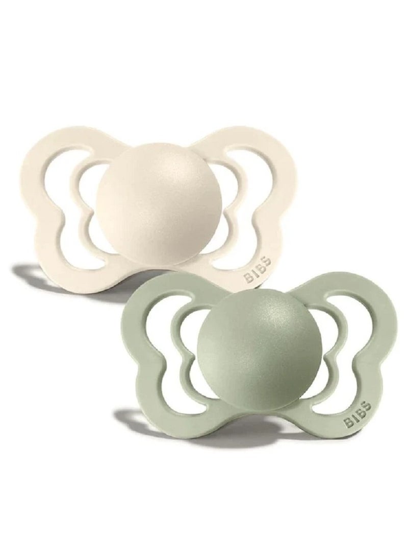 BIBS  Silicone Symmetrical Pacifier Set of 2 Vory Sage