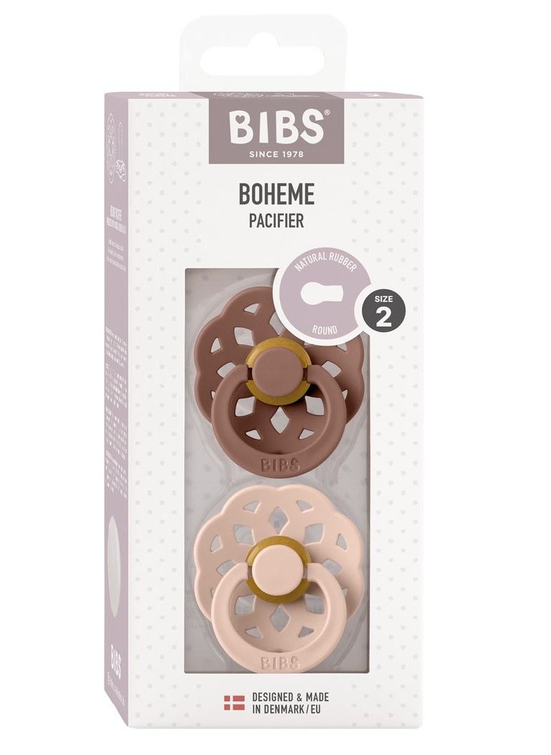 BIBS Natural Rubber  Pacifier Pack Of 2 Woodchuck/Blush