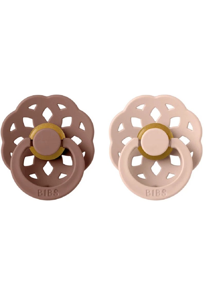 BIBS Natural Rubber  Pacifier Pack Of 2 Woodchuck/Blush