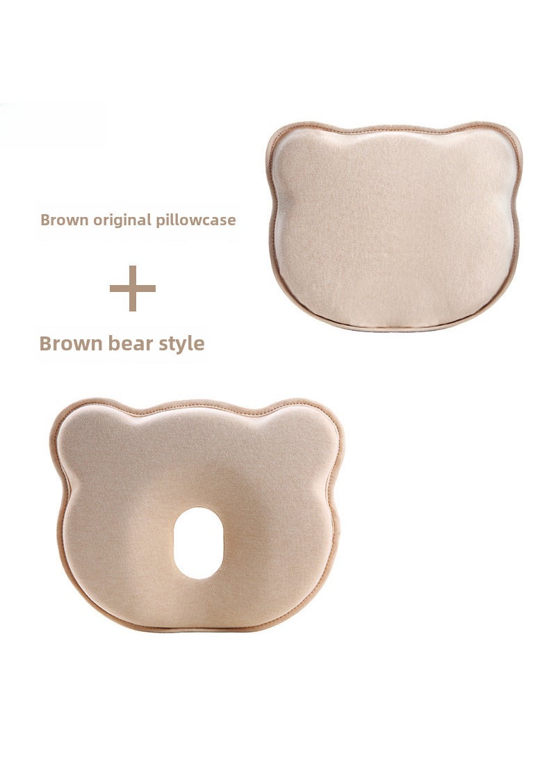 Baby Memory Foam Pillow Breathable Soft Head Shaping Coffee + pillowcase