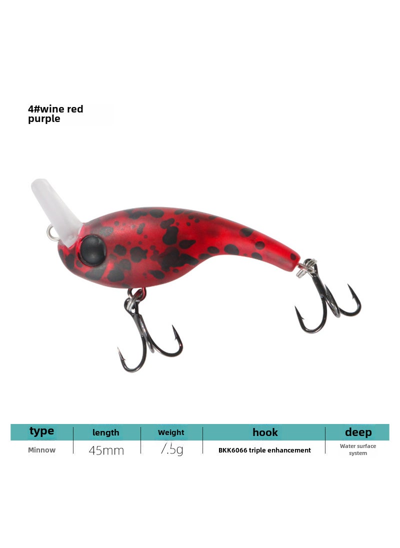 Mini Minnow Lure 2.3g 7.5g for Stream Fishing 4# wine red purple