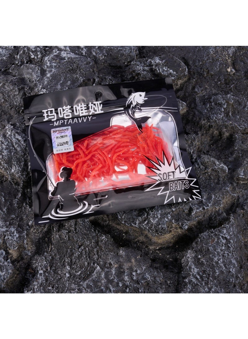 Lifelike Worm Lure 4cm Red Maggots for Sea Fishing 100pcs light red