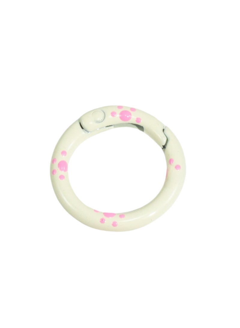 Colorful Hand-Painted Cat Paw Carabiner Keychain DIY Alloy Ring 24mm beige