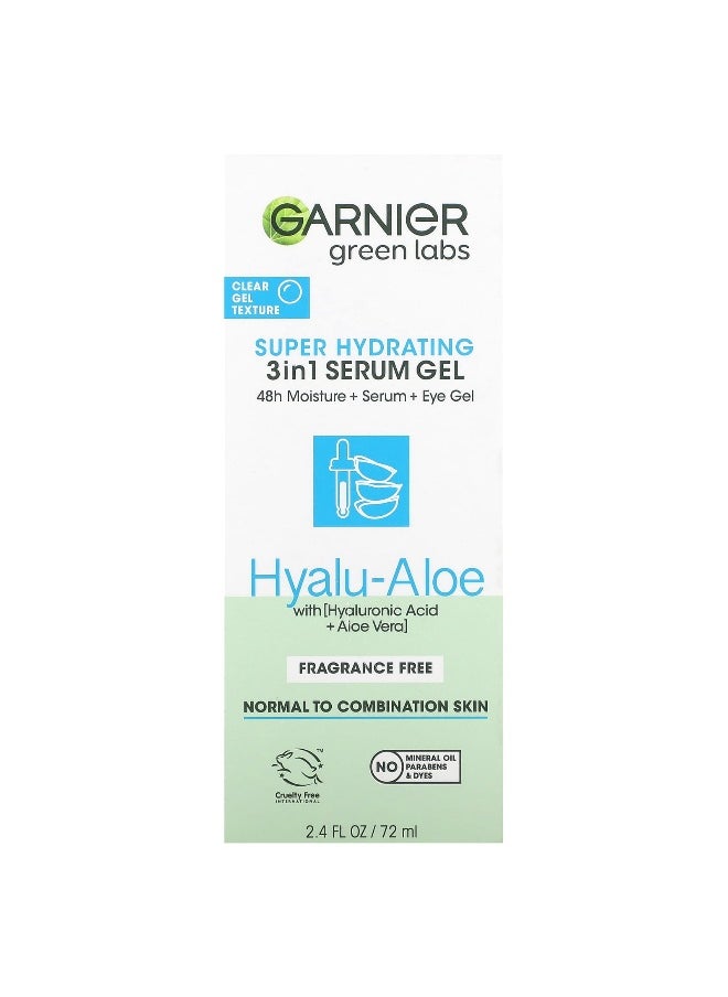 Garnier, Green Labs, Super Hydrating 3 in 1 Serum Gel, Hyalu-Aloe, Fragrance Free, 2.4 fl oz (72 ml)
