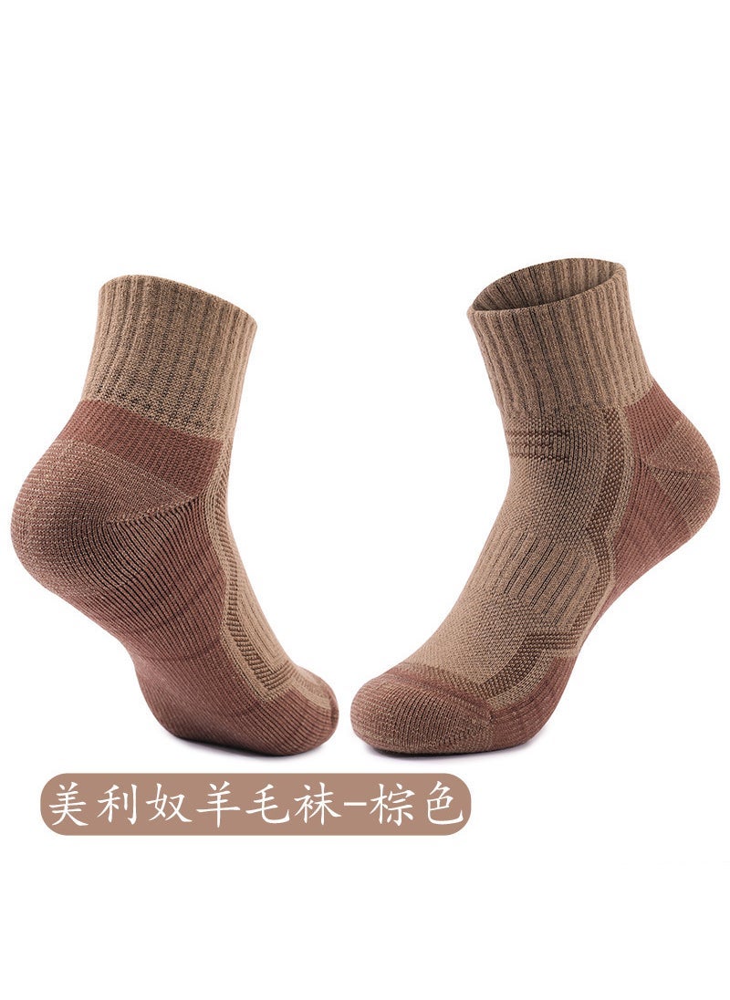 Thick Towel Bottom Hiking Socks Breathable Anti-Odor Merino x65 brown [merino wool socks]]