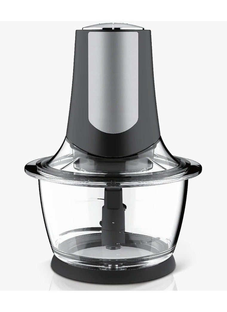 Electric Food Chopper 2L Glass Bowl | 2-Speed Adjustable Mini Food Processor | 4 Stainless Steel Blades | Powerful Meat Grinder & Vegetable Cutter