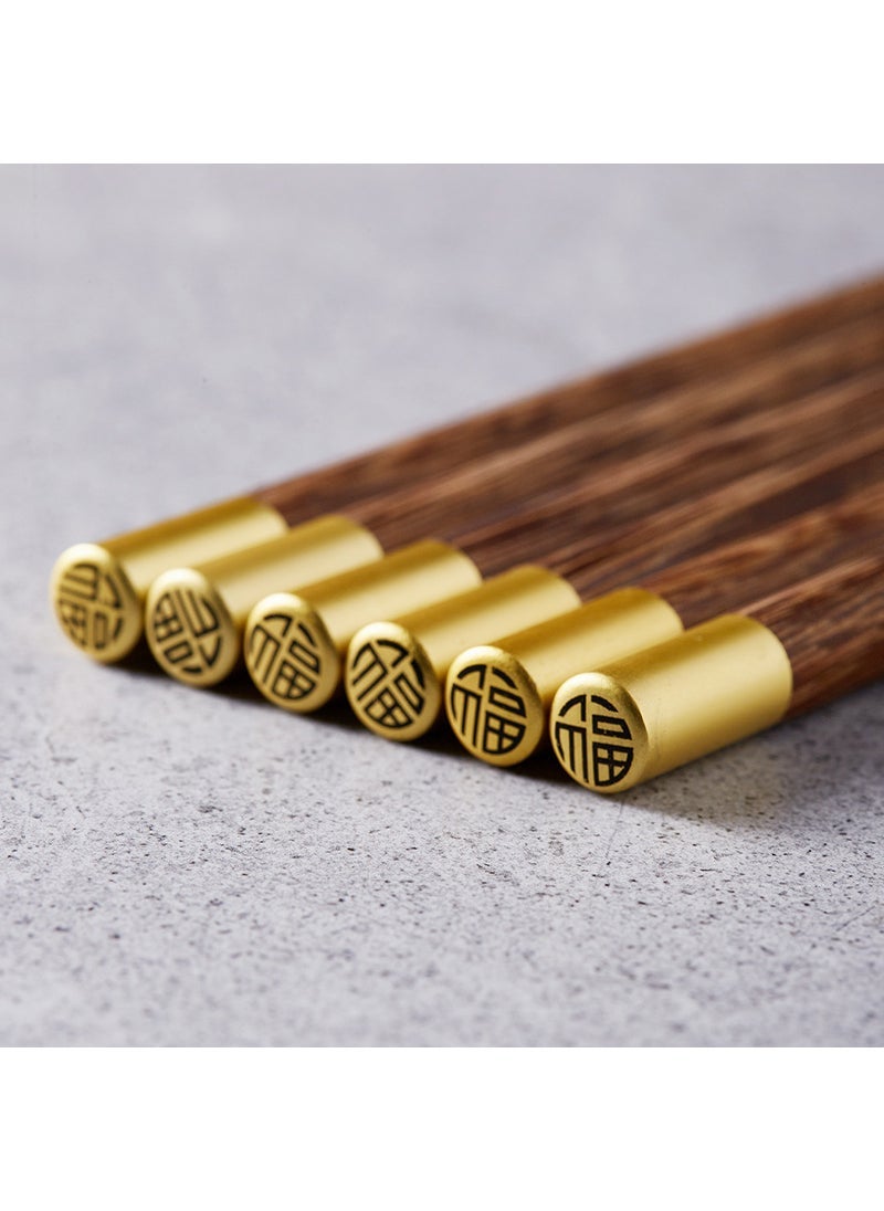 Elegant Wooden Chopsticks 10 Pairs Set Dome Fu 10 pairs of 5 boxes