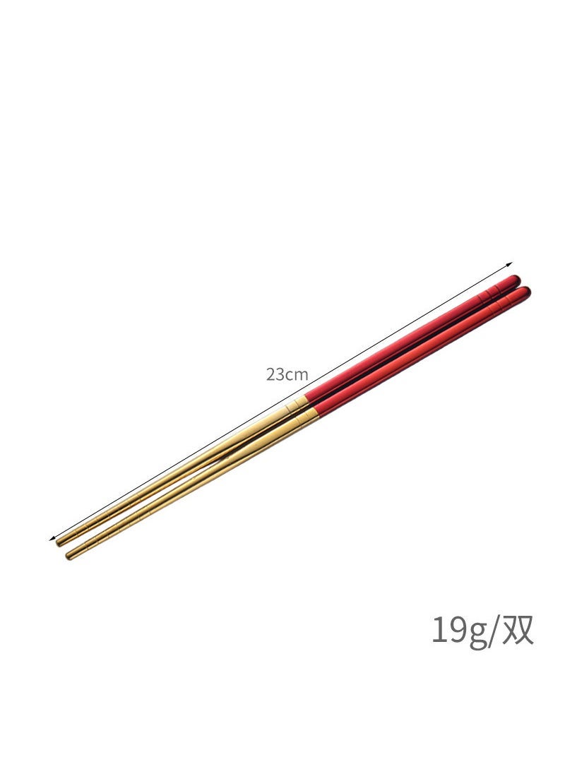 304 stainless steel chopsticks insulated Chinese household chopsticks can be high temperature disinfection children's chopsticks manufacturers wholesale can add logo 23cm [304 material] (powder gold) cloth wheel light