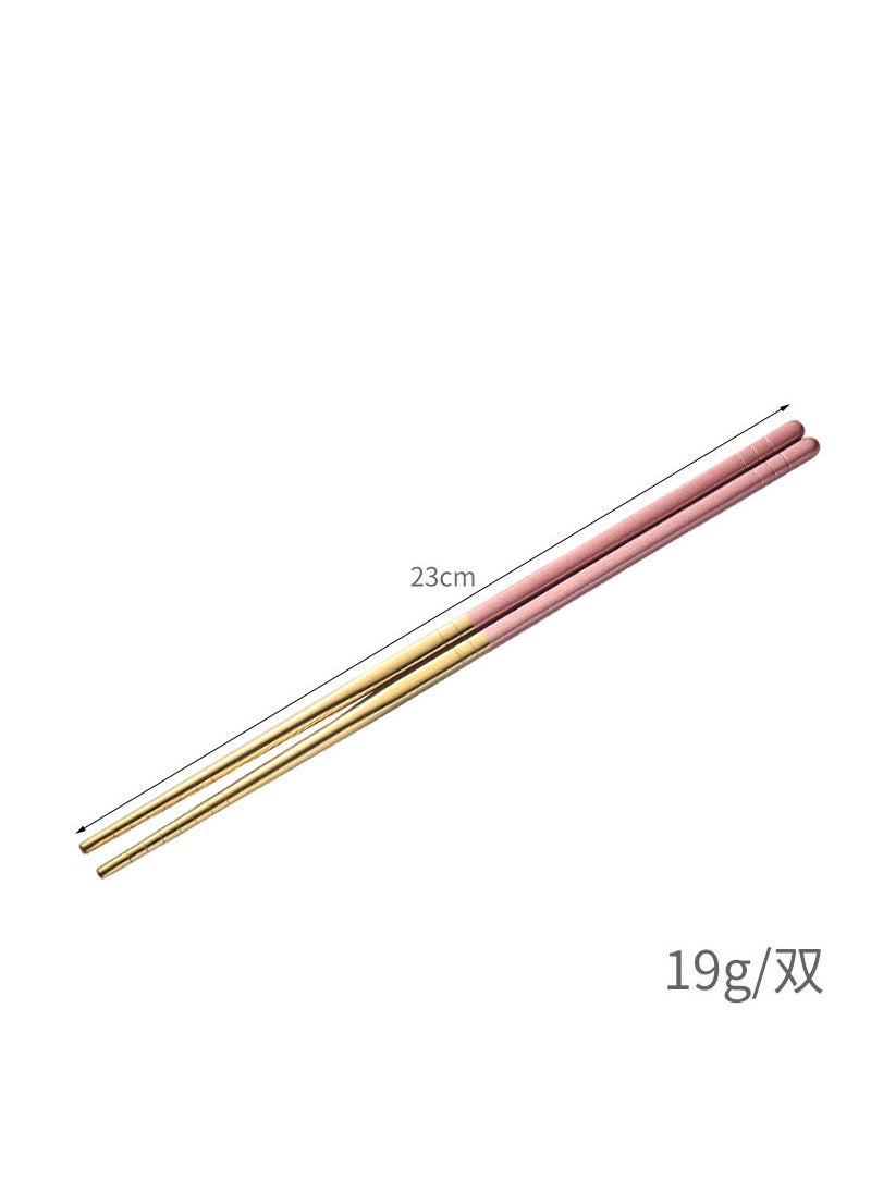 304 stainless steel chopsticks insulated Chinese household chopsticks can be high temperature disinfection children's chopsticks manufacturers wholesale can add logo 23cm [304 material] (powder gold) cloth wheel light