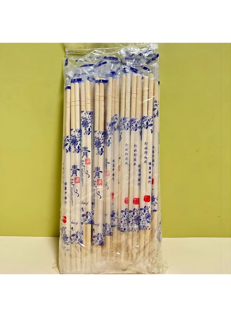 50-Pack Disposable Bamboo Chopsticks Blue and white porcelain 5.0/round chopsticks (50 pairs/pack)
