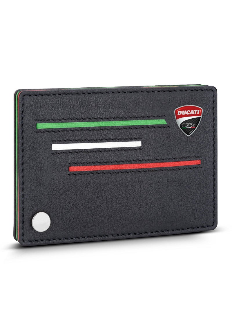 Scudetto Black Genuine Leather Card Holder For Men