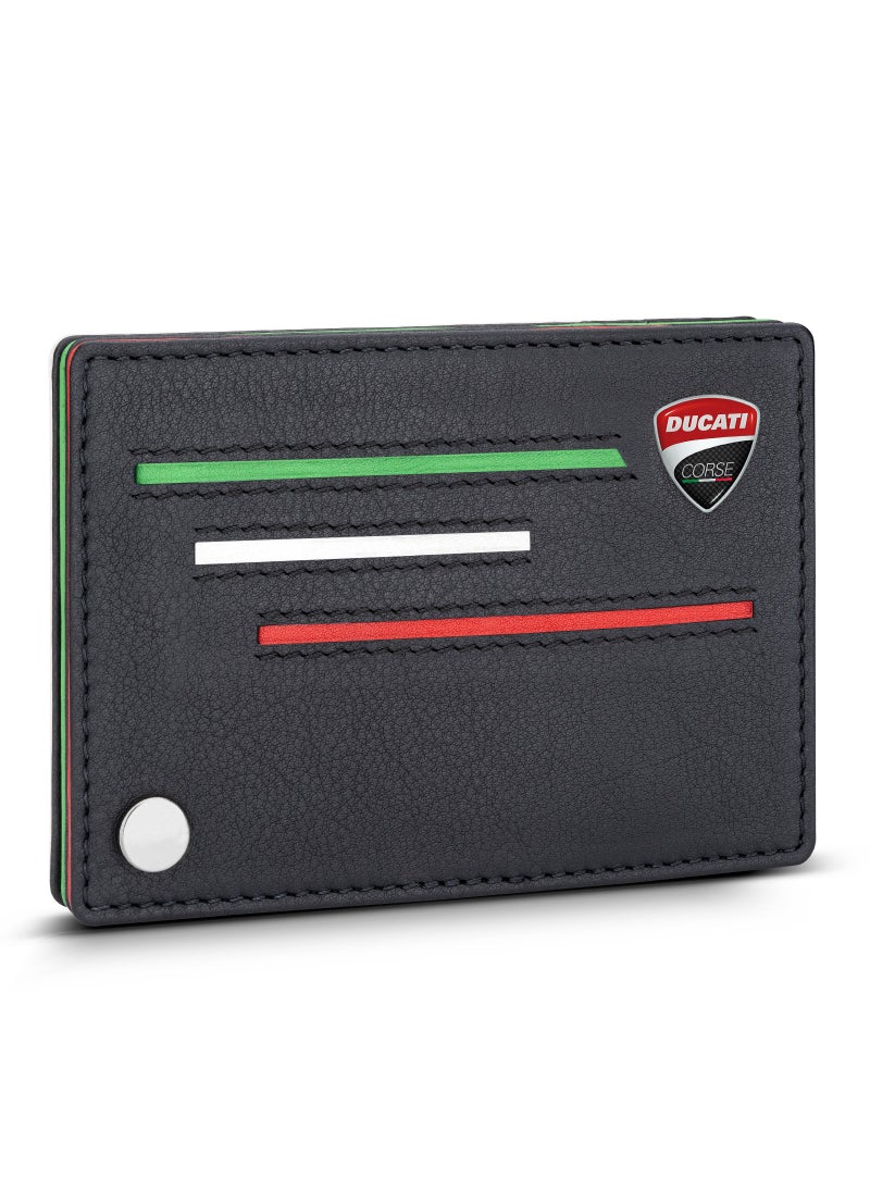Scudetto Black Genuine Leather Card Holder For Men