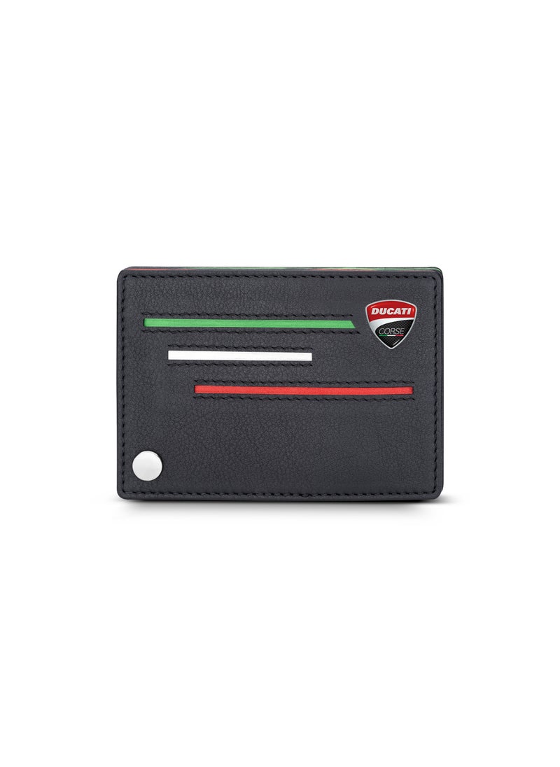 Ducati Corse Scudetto Black Genuine Leather Card Holder For Men - DTLGD2200201