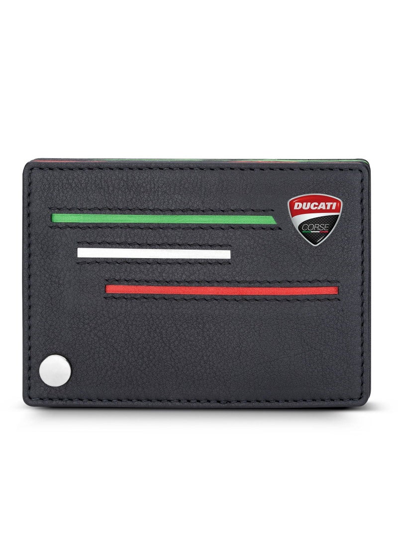 Scudetto Black Genuine Leather Card Holder For Men