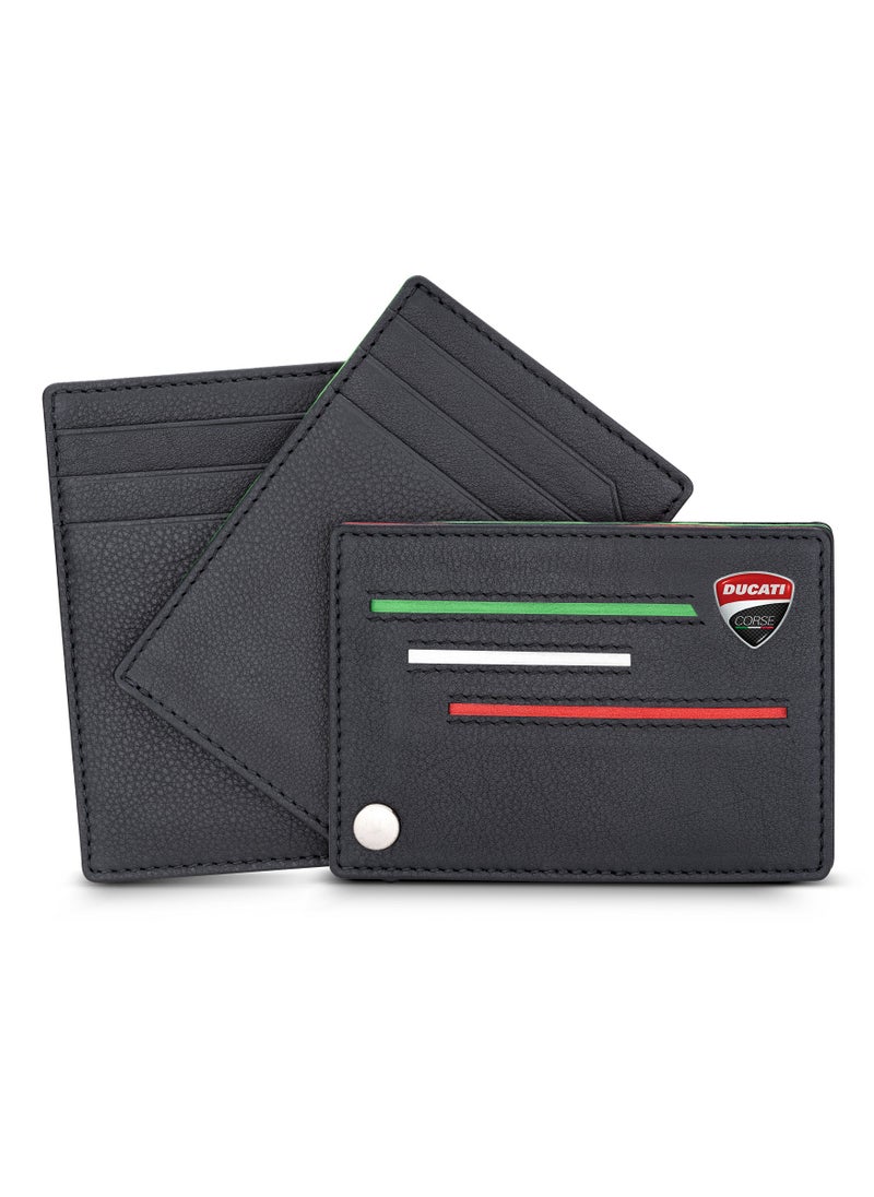 Scudetto Black Genuine Leather Card Holder For Men