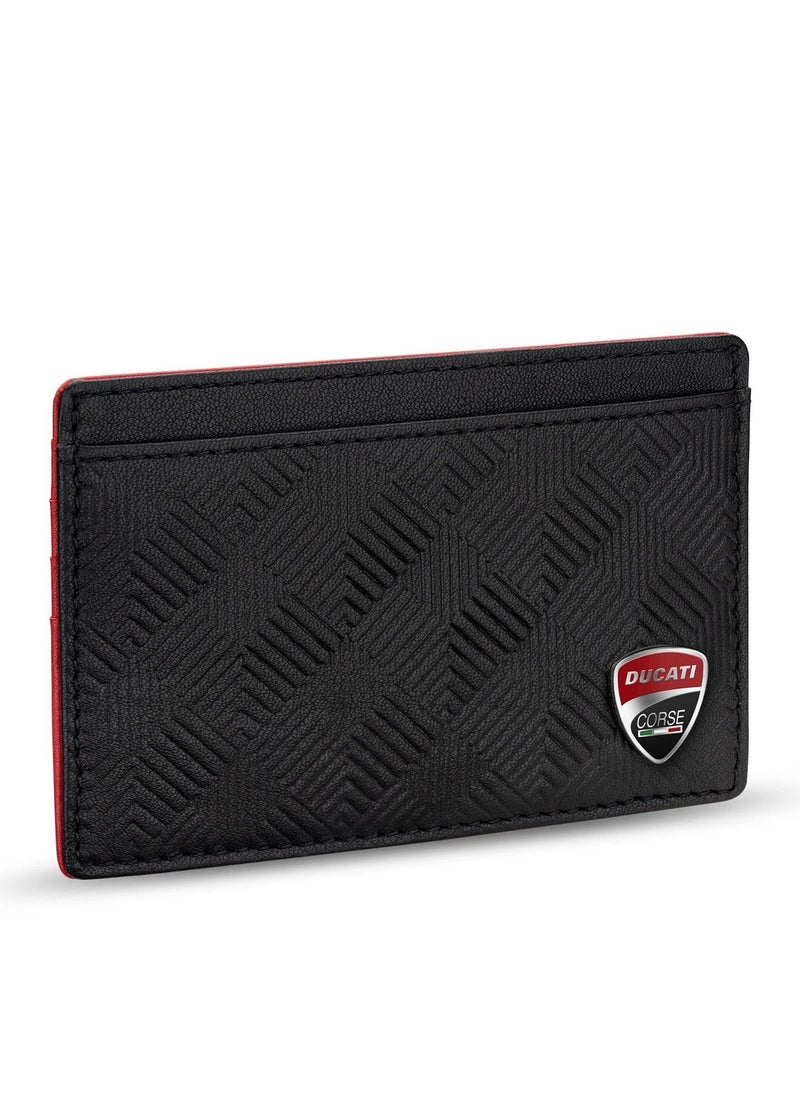 Tectonic Black Genuine Leather Card Holder For Men