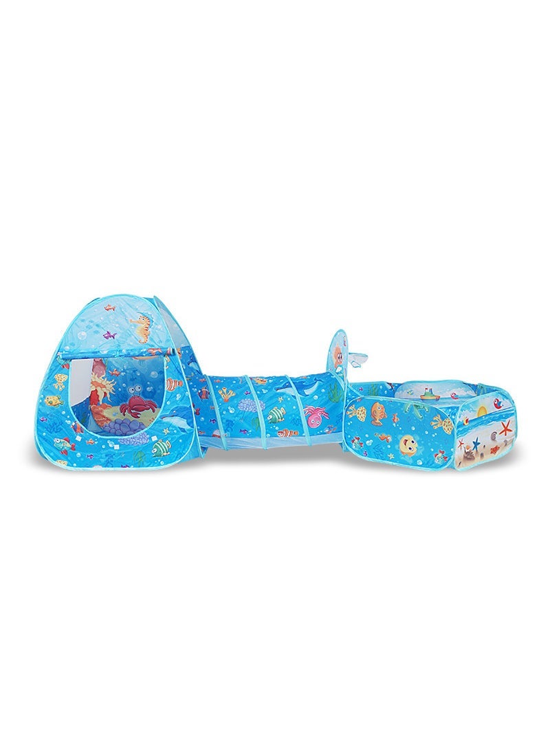 1 x 5 pcs Kids Play Tent Tunnel Ball Pit Set Three-piece set of fish, shrimp and crab