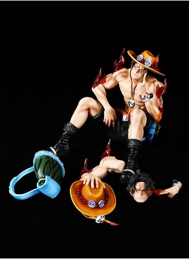 One Piece Ace Action Figure Decorative Resin Sculpture Home Decor Statue, Art Figurine Home Ornament Decoration for Office, Living Room, Bedroom, Book Shelf, TV Cabinet, Desktop