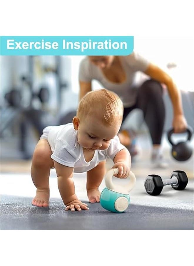 Baby First Gym Rattle Set, Infant Dumbbell Weights Teething Rattles 3-6-12 Month, Newborn Workout Sensory Stroller Toy, Babies Birthday Shower Gift 5 7 8 9 10 Month Toddler Boy Girl-4PCS