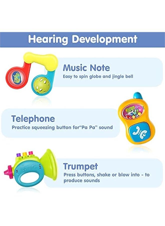 10pcs Baby Rattles Toys Set, Infant Grab Shake Rattle, Easy Hold Sensory Teether, Babies Development Learning Music Toy, Newborn Shower Birthday Gift 1 2 3 4 5 6 7 9 10 12 Month Boy Girl