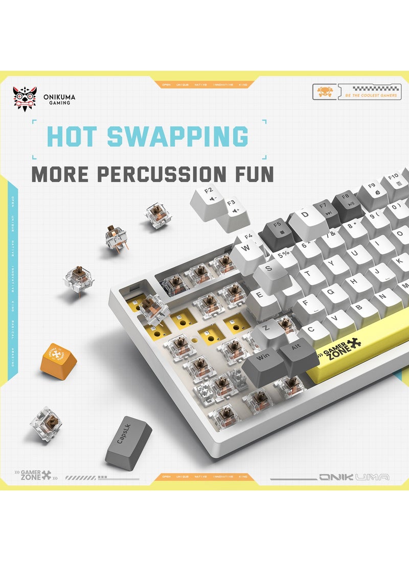 G58  82Keys Tan Switch Mechanical Gaming Keyboard 75% Mini Wired Waterproof Backlit Silent White RGB Color Suitable for PC/Ps4/Xbox Gamers