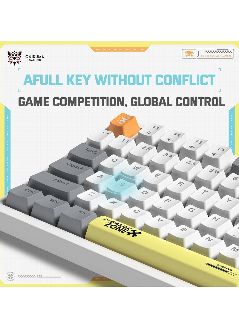 G58  82Keys Tan Switch Mechanical Gaming Keyboard 75% Mini Wired Waterproof Backlit Silent White RGB Color Suitable for PC/Ps4/Xbox Gamers