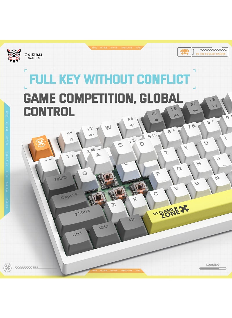 G58  82Keys Tan Switch Mechanical Gaming Keyboard 75% Mini Wired Waterproof Backlit Silent White RGB Color Suitable for PC/Ps4/Xbox Gamers