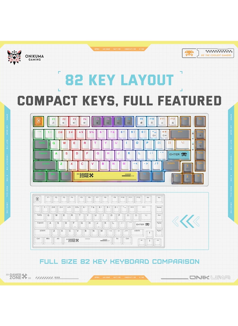 G58  82Keys Tan Switch Mechanical Gaming Keyboard 75% Mini Wired Waterproof Backlit Silent White RGB Color Suitable for PC/Ps4/Xbox Gamers