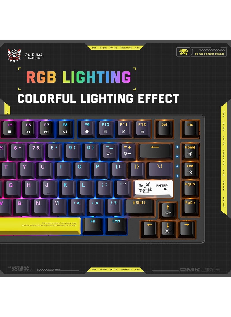 G58 82 Keys Tan Switch Mechanical Gaming Keyboard 75% Mini Wired Waterproof Backlit Silent Black RGB Color for PC/Ps4/Xbox Gamers