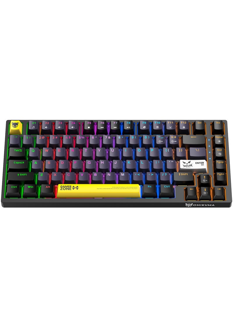 G58 82 Keys Tan Switch Mechanical Gaming Keyboard 75% Mini Wired Waterproof Backlit Silent Black RGB Color for PC/Ps4/Xbox Gamers