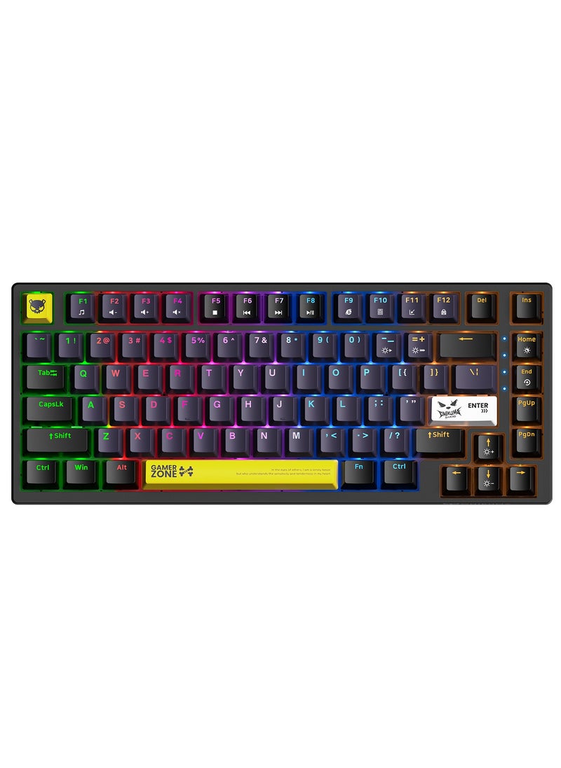 G58 82 Keys Tan Switch Mechanical Gaming Keyboard 75% Mini Wired Waterproof Backlit Silent Black RGB Color for PC/Ps4/Xbox Gamers
