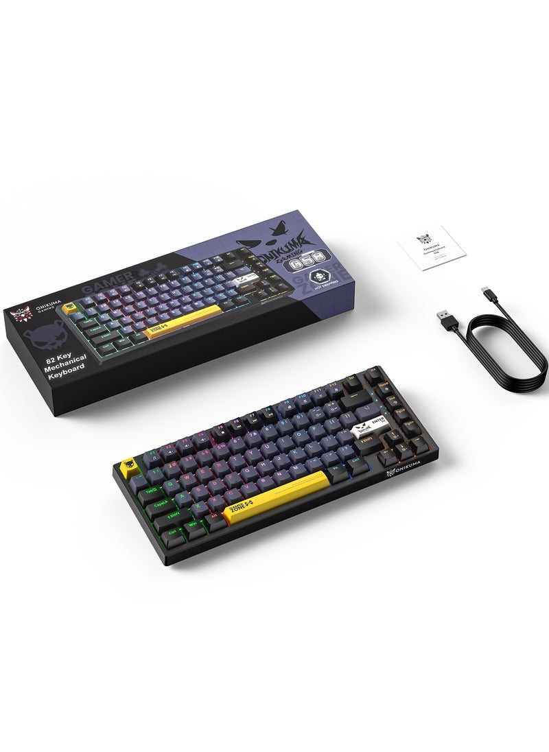 G58 82 Keys Tan Switch Mechanical Gaming Keyboard 75% Mini Wired Waterproof Backlit Silent Black RGB Color for PC/Ps4/Xbox Gamers