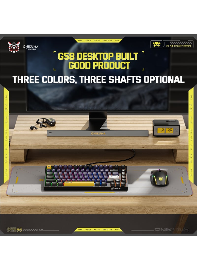 G58 82 Keys Tan Switch Mechanical Gaming Keyboard 75% Mini Wired Waterproof Backlit Silent Black RGB Color for PC/Ps4/Xbox Gamers
