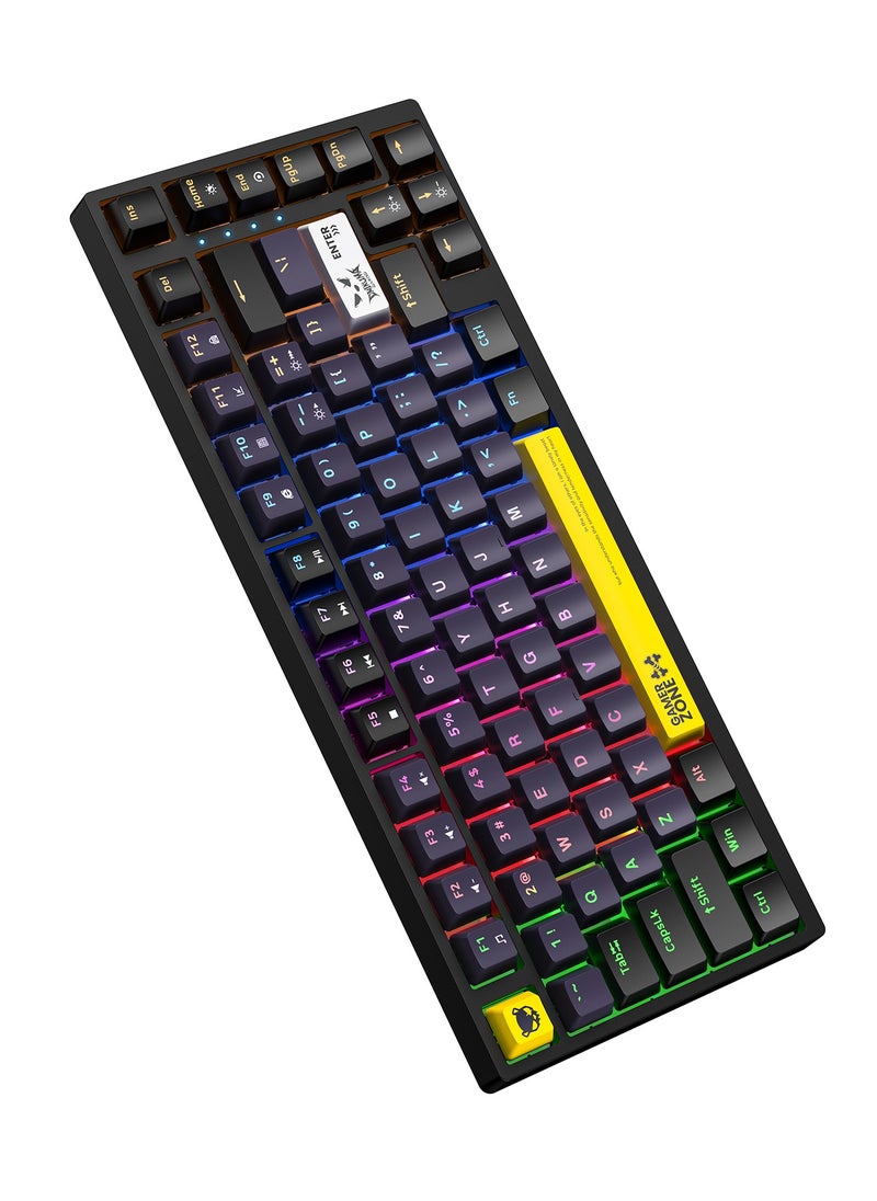 G58 82 Keys Tan Switch Mechanical Gaming Keyboard 75% Mini Wired Waterproof Backlit Silent Black RGB Color for PC/Ps4/Xbox Gamers