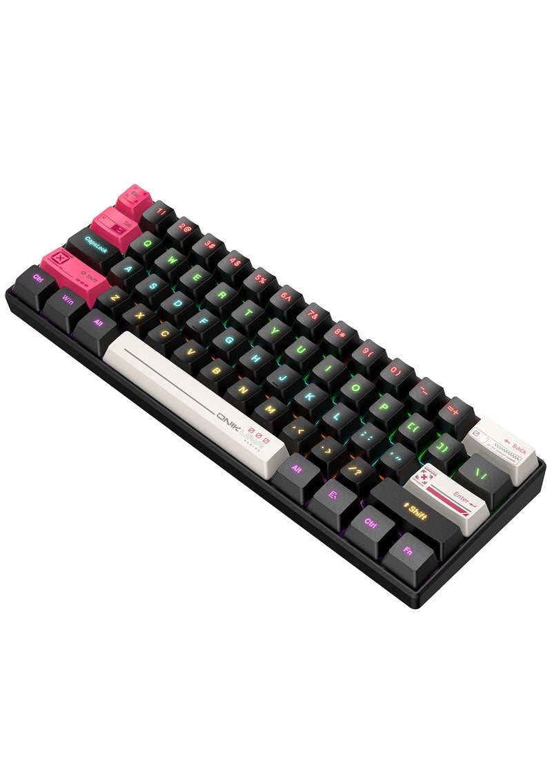 G55 Mechanical Gaming Keyboard,61 Keys Ultral Compact Wired Keyboard with RGB Backlit,Easy to Carry on Business Trip,for PC/Mac Gamer