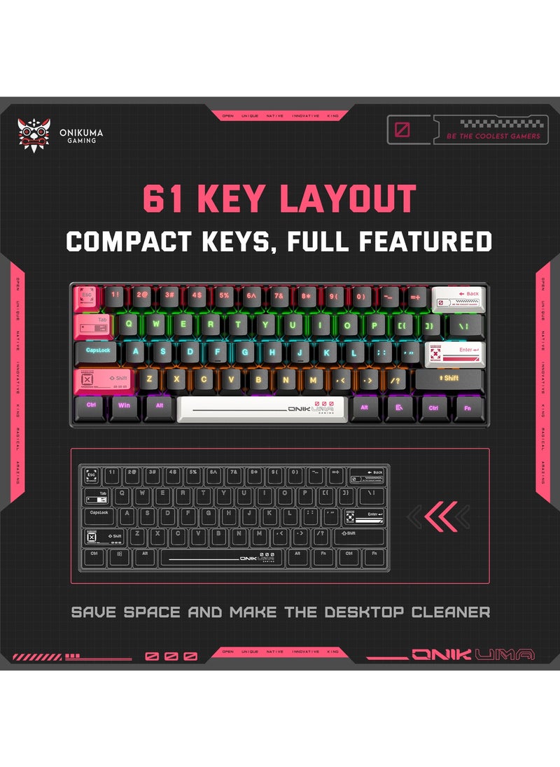G55 Mechanical Gaming Keyboard,61 Keys Ultral Compact Wired Keyboard with RGB Backlit,Easy to Carry on Business Trip,for PC/Mac Gamer