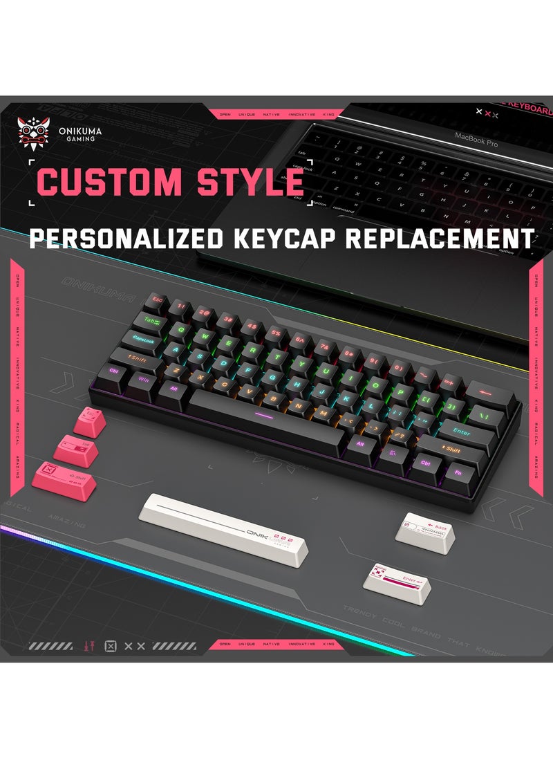 G55 Mechanical Gaming Keyboard,61 Keys Ultral Compact Wired Keyboard with RGB Backlit,Easy to Carry on Business Trip,for PC/Mac Gamer
