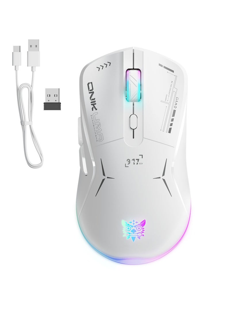 Gaming Mouse, Wired/Wireless/Bluetooth Tri-Mode, Laptop Wireless Mouse, Portable Type-C Rechargeable 4800 DPI Mouse with 7 RGB Lighting Modes