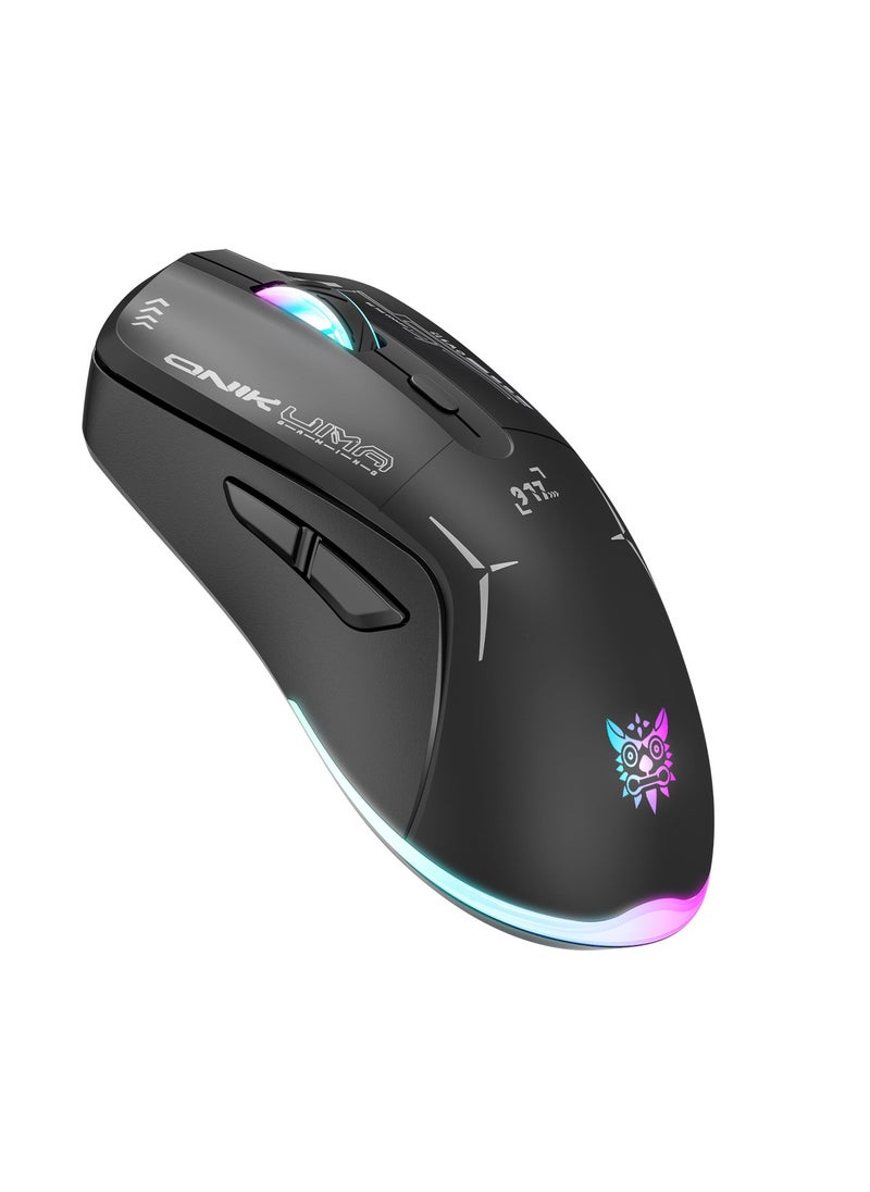 Gaming Mouse, Wired/Wireless/Bluetooth Tri-Mode, Laptop Wireless Mouse, Portable Type-C Rechargeable 4800 DPI Mouse with 7 RGB Lighting Modes