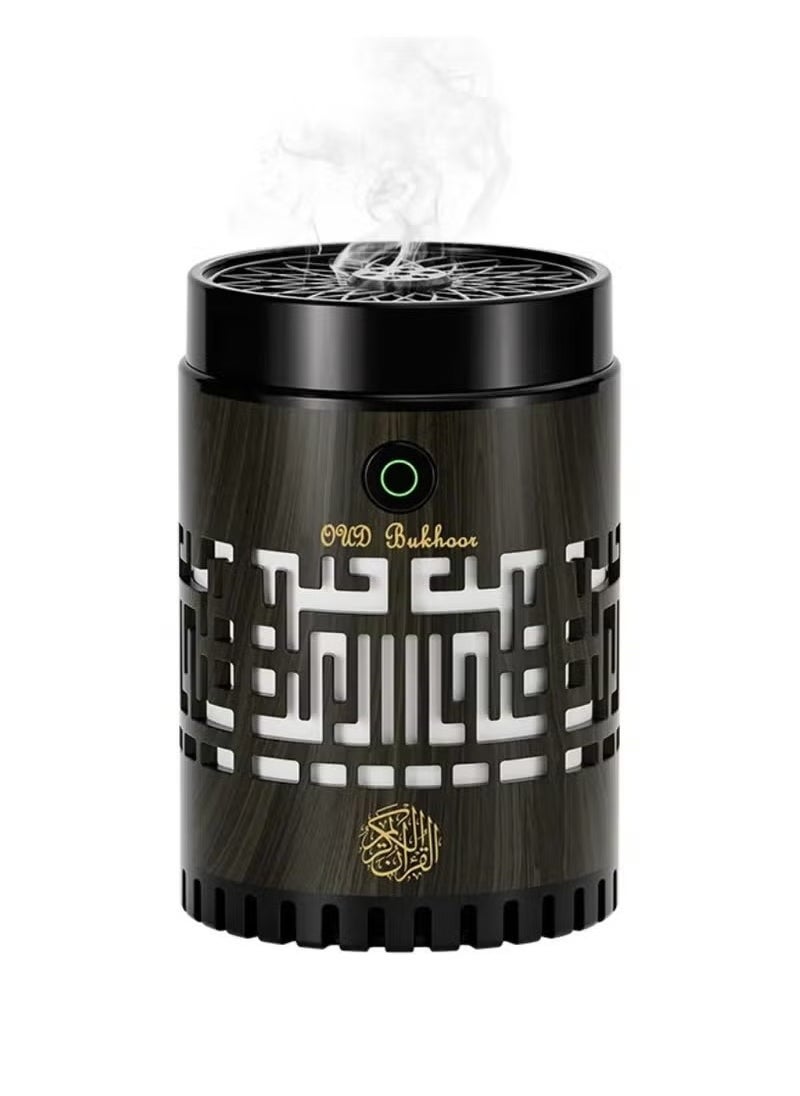 SQ-309 Quran Speaker & Mini Incense Burner Bakhoor Remote & App Control With Multicolor Changing Bluetooth Speaker Night Light With 15 Languages Quran Speaker Bukhoor Burner 8GB Space Natural Wood