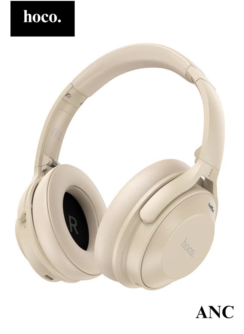 W37 Active Noise Cancelling Headphones – Wireless Over-Ear Bluetooth, 33H Playtime, 2H Fast Charge, AUX Input & Charging Cable Included