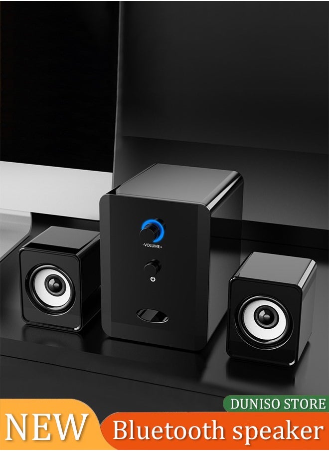 Computer speaker, home desktop Bluetooth speaker three piece set, USB power supply, with 3.55mm audio interface, suitable for laptops, tablets, smart TVs, mobile phones