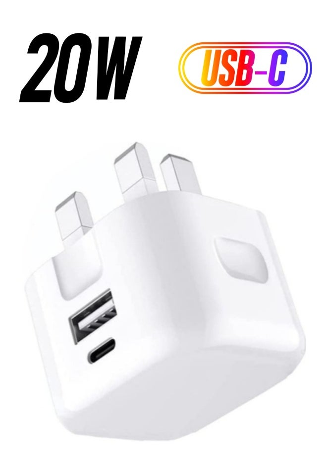 Charger Plug For Google Pixel 7 / Pixel 7 Pro/Pixel 6A / Pixel 6 / Pixel 6 Pro, 20W Dual Port USB & USB C Charger Plug Type C PD Charging Power Adapter Fast Charge Travel Fast Charging Phone Charger