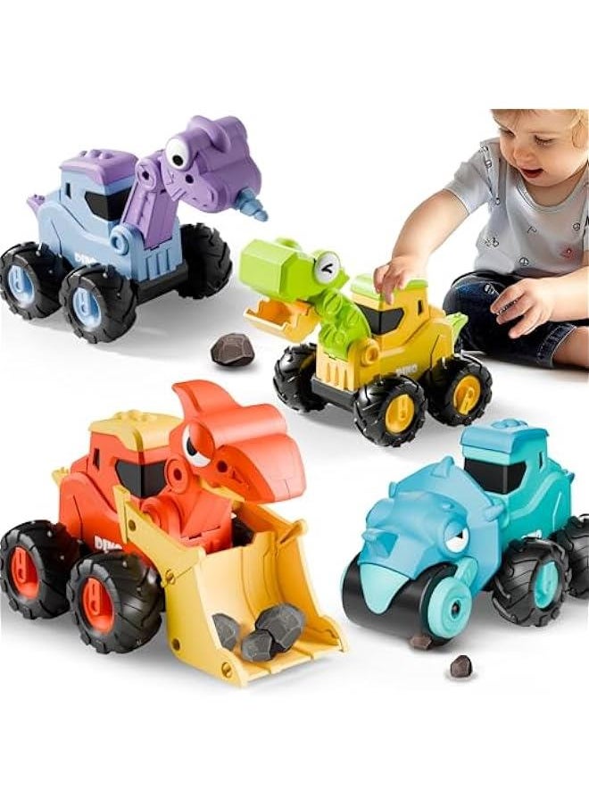 Dinosaur Truck Toys for Toddlers, Boys Dino Press Go Racing Cars, Kids Construction Sandbox Vehicles Playset, Baby Push Go Friction Car Set, Birthday Gift for 18 Months 2 3 4 5 Years Old