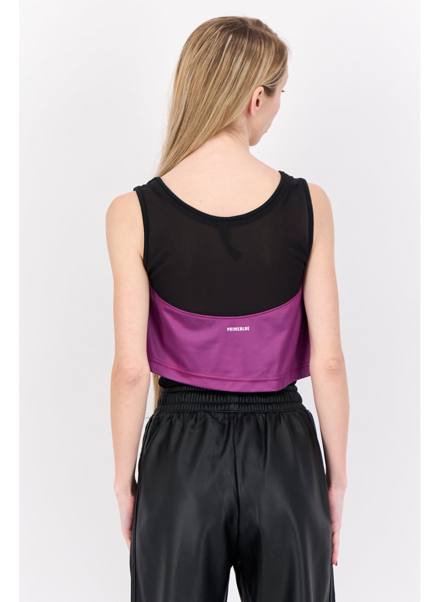 Women Two-Tone Sleeveless Bodysuit, Black